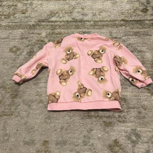 H&M Baby Girl Pink Teddy Bear Sweatshirt & Sweatpants Set 12-18 months - Picture 6 of 6